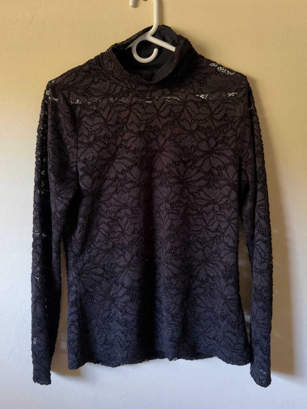 White House Black Market Black Floral Lace Top
